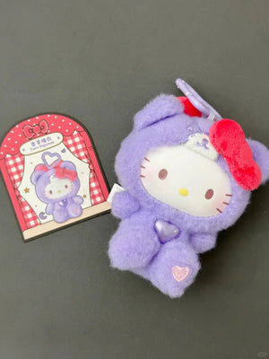 Hello Kitty Teddy Pajamas Plush Keychain - Bear Hugs