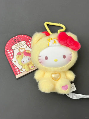Hello Kitty Teddy Pajamas Plush Keychain - Bear Hugs
