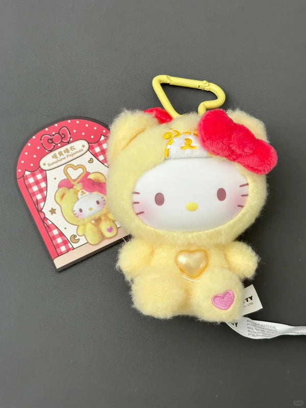 Hello Kitty Teddy Pajamas Plush Keychain - Bear Hugs
