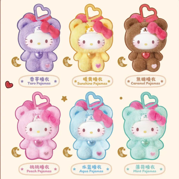 Hello Kitty Teddy Pajamas Plush Keychain - Bear Hugs