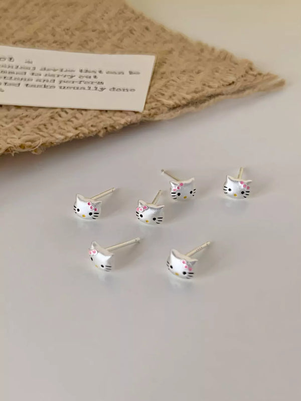 Silver HK Stud Earrings– Matte Finish - Bear Hugs