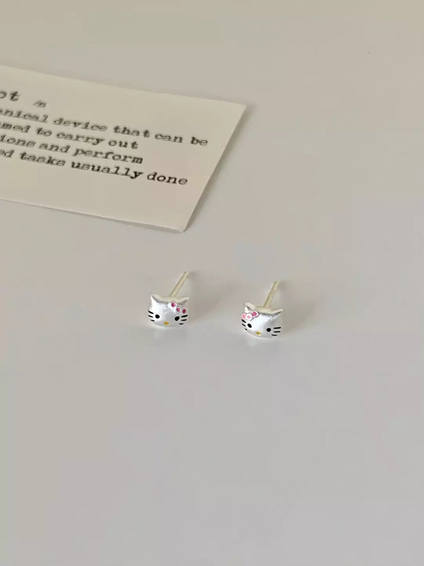 Silver HK Stud Earrings– Matte Finish - Bear Hugs