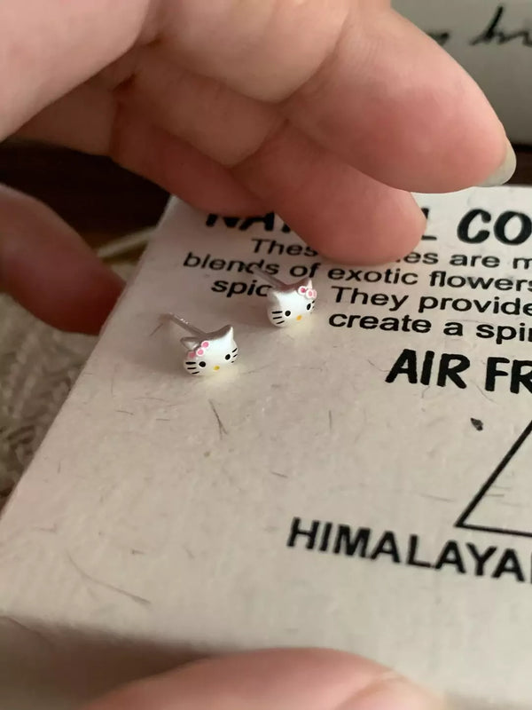 Silver HK Stud Earrings– Matte Finish - Bear Hugs