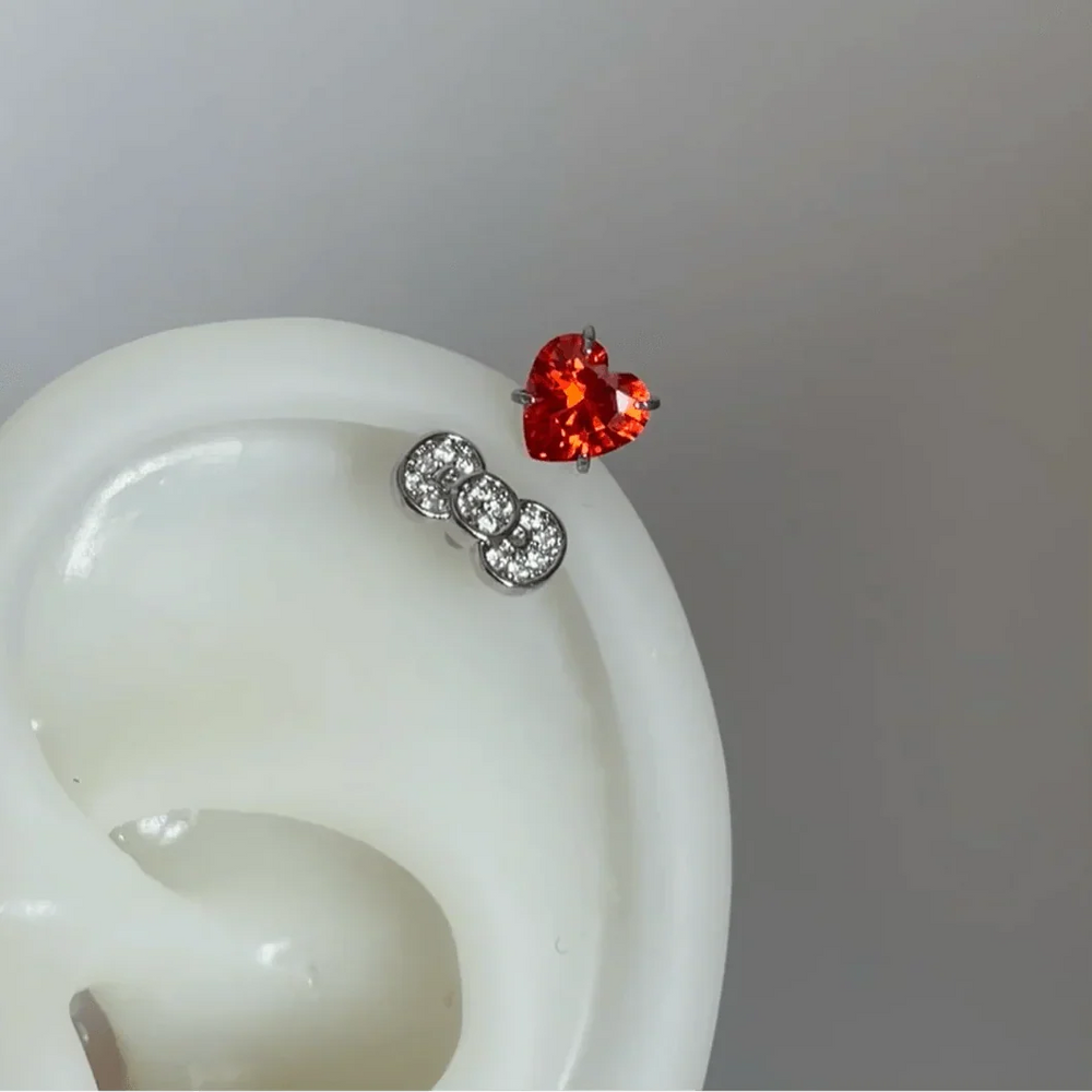 Stainless Steel Kitty Bow Helix Earring - Bear Hugs