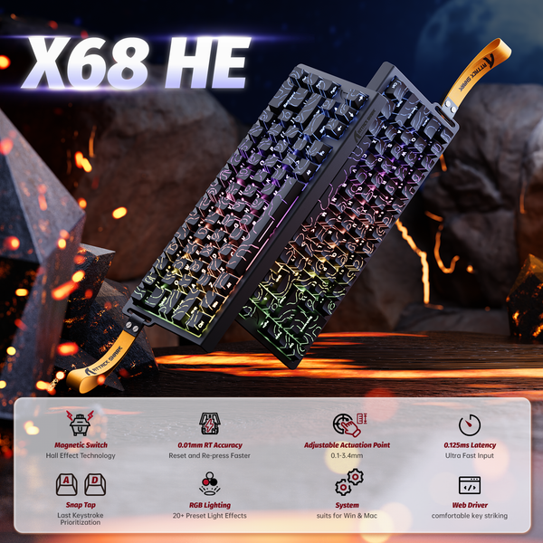 ATTACK SHARK X68 HE Rapid Trigger Keyboard Magnetic Switch - Bear Hugs