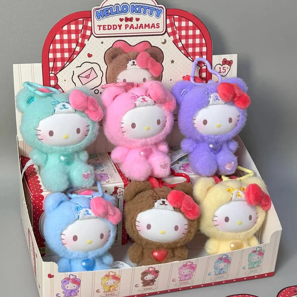 Hello Kitty Teddy Pajamas Plush Keychain - Bear Hugs
