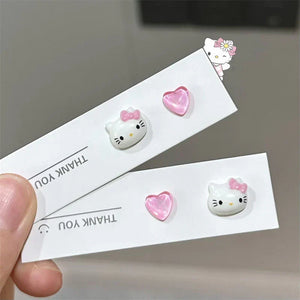 Hello Kitty Pink Heart Stud Earrings - Bear Hugs