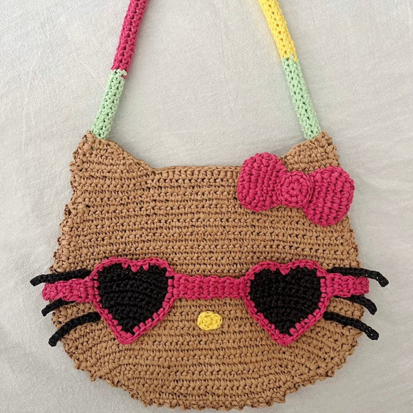 Hello Kitty Raffia Resort Crochet Tote Bag