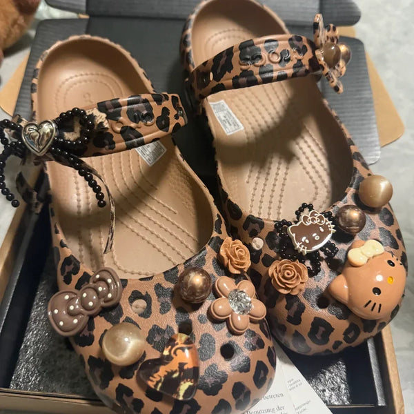 Hello Kitty Leopard Print Mary Jane Clogs