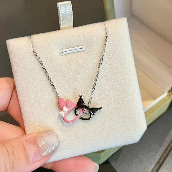 My Melody and Kuromi Hook Together Necklace - Bear Hugs