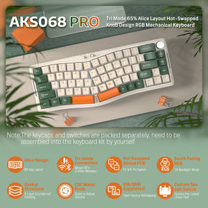 ATTACK SHARK x AJAZZ AKS068 PRO Alice Wireless Mechanical Keyboard - Bear Hugs
