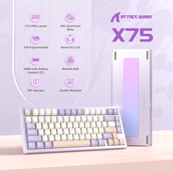 ATTACK SHARK X75 Full Aluminum Keyboard - Bear Hugs