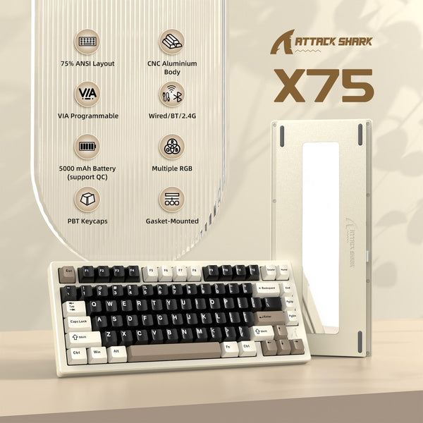 ATTACK SHARK X75 Full Aluminum Keyboard - Bear Hugs