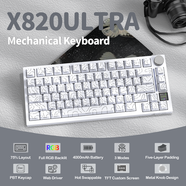 ATTACK SHARK X820Ultra Tri-mode Gasket Mechanical Keyboard - Bear Hugs