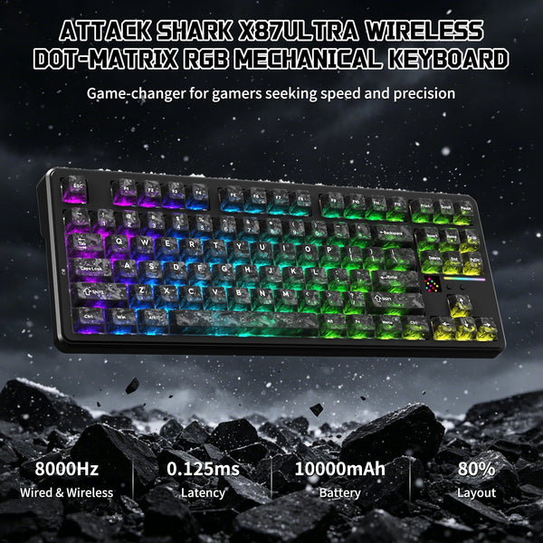 ATTACK SHARK X87 ULTRA Wireless Mechanical Keyboard With 8K Wireless Receiver - Bear Hugs