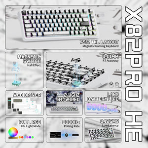 ATTACK SHARK X82PRO HE Wireless Rapid Trigger Gaming Keyboard Magnetic Switch - Bear Hugs