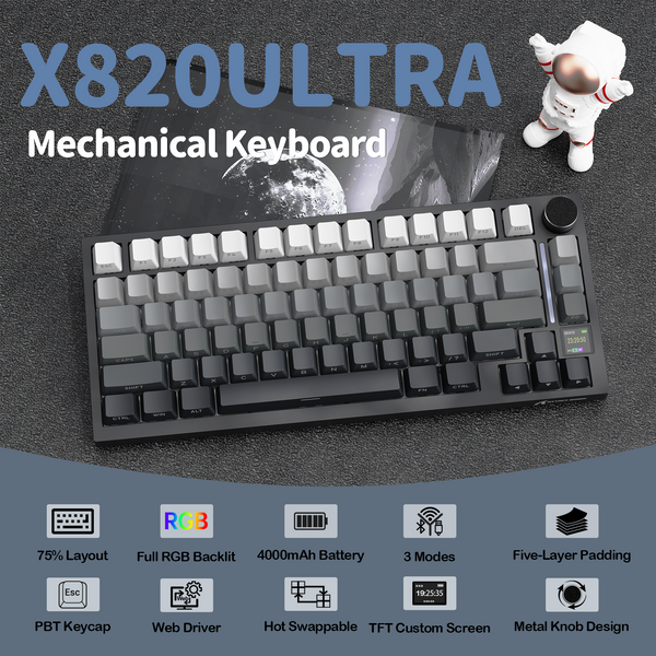 ATTACK SHARK X820Ultra Tri-mode Gasket Mechanical Keyboard - Bear Hugs