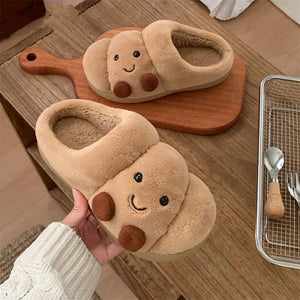 Croissant Cozies Plush Slip-on Slippers