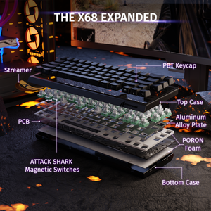 ATTACK SHARK X68 HE Rapid Trigger Keyboard Magnetic Switch - Bear Hugs