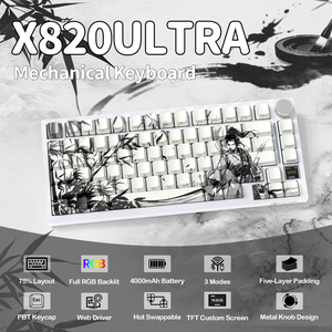 ATTACK SHARK X820Ultra Tri-mode Gasket Mechanical Keyboard - Bear Hugs