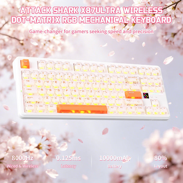 ATTACK SHARK X87 ULTRA Wireless Mechanical Keyboard With 8K Wireless Receiver - Bear Hugs