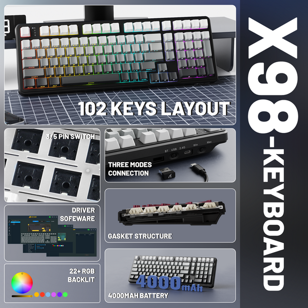 ATTACK SHARK X98 Wireless Mechanical Keyboard