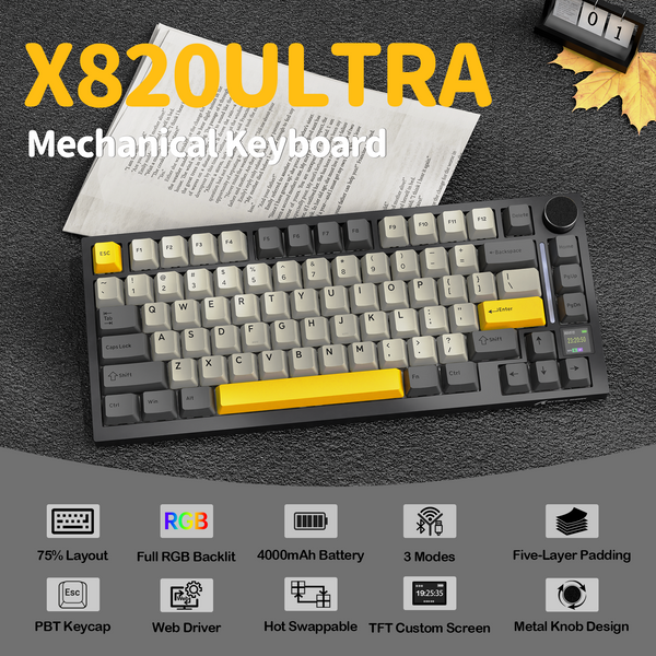 ATTACK SHARK X820Ultra Tri-mode Gasket Mechanical Keyboard - Bear Hugs
