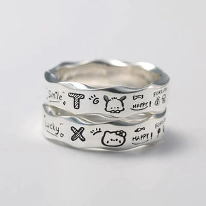 Sanrio Sterling Silver Graffiti Ring - Bear Hugs