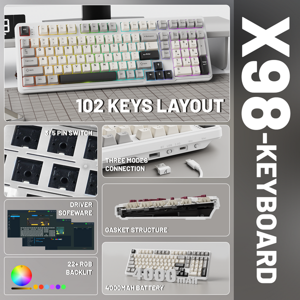 ATTACK SHARK X98 Wireless Mechanical Keyboard