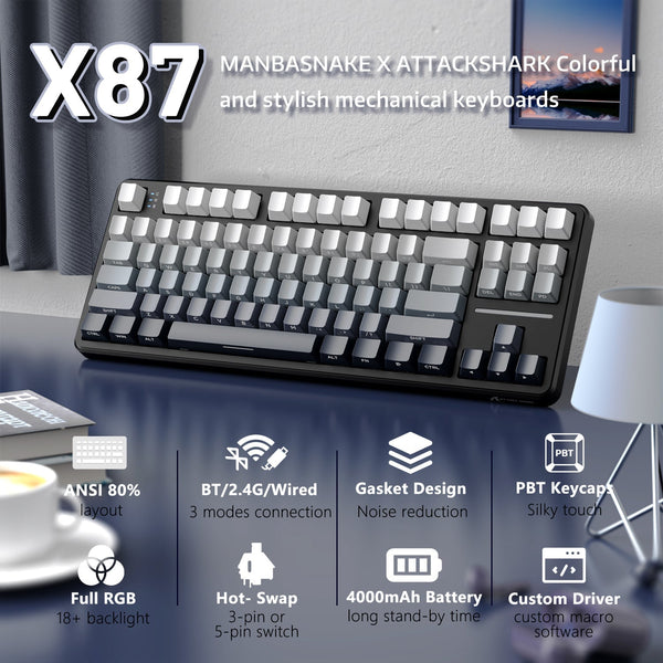 ATTACK SHARK X87 Tri-Mode Gasket Mechanical Keyboard