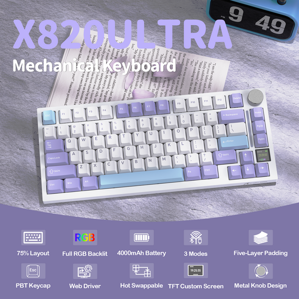 ATTACK SHARK X820Ultra Tri-mode Gasket Mechanical Keyboard - Bear Hugs