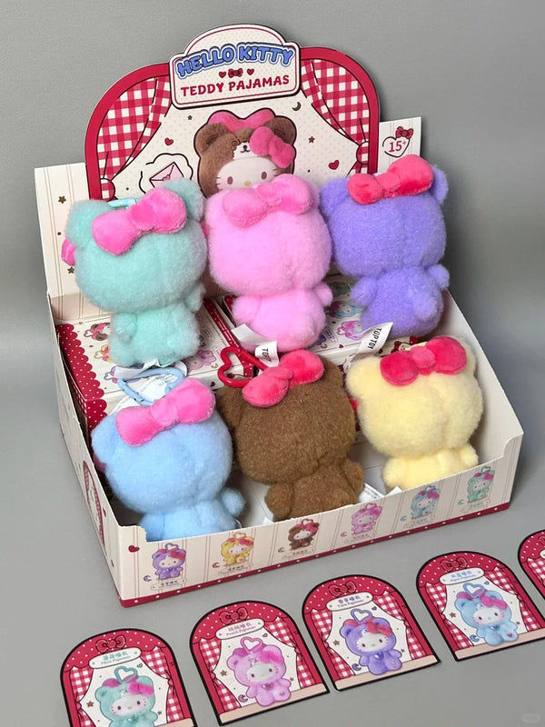 Hello Kitty Teddy Pajamas Plush Keychain - Bear Hugs