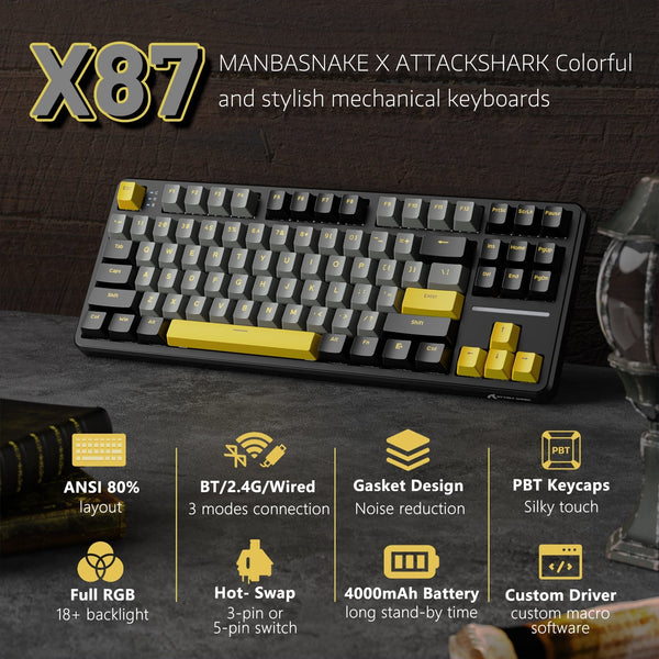 ATTACK SHARK X87 Tri-Mode Gasket Mechanical Keyboard
