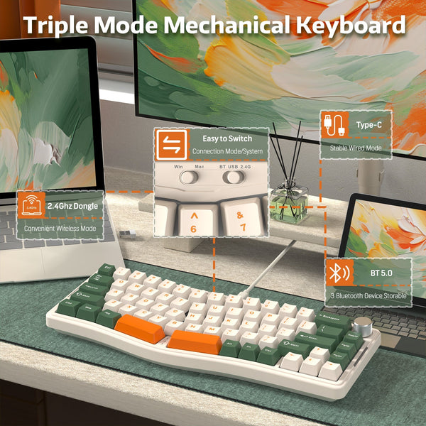 ATTACK SHARK x AJAZZ AKS068 PRO Alice Wireless Mechanical Keyboard - Bear Hugs