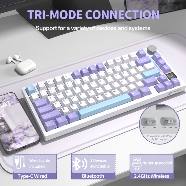 ATTACK SHARK X820Ultra Tri-mode Gasket Mechanical Keyboard - Bear Hugs