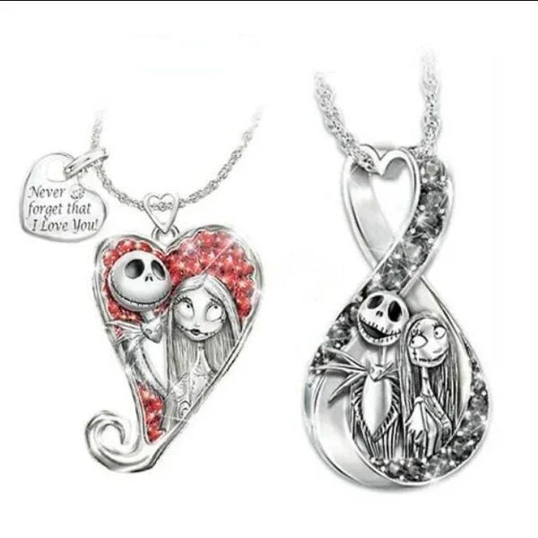 Sally & Jack Skellington Couple Necklace Set