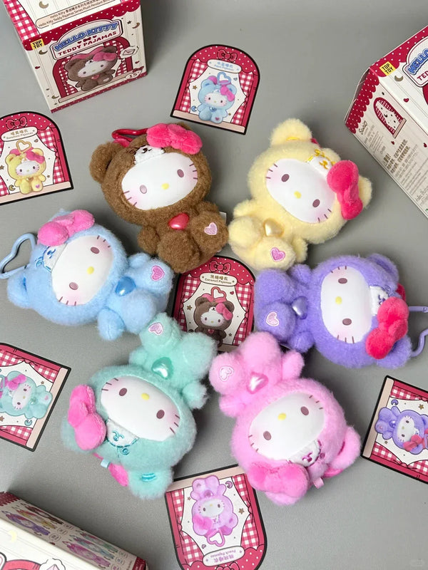 Hello Kitty Teddy Pajamas Plush Keychain - Bear Hugs