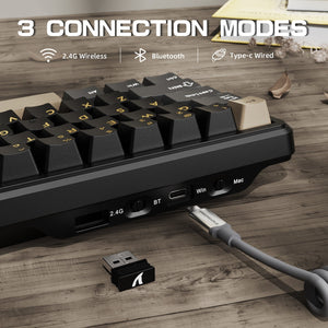 ATTACK SHARK X66 Wireless Mechanical Keyboard with 8K Coiled Cable - Bear Hugs