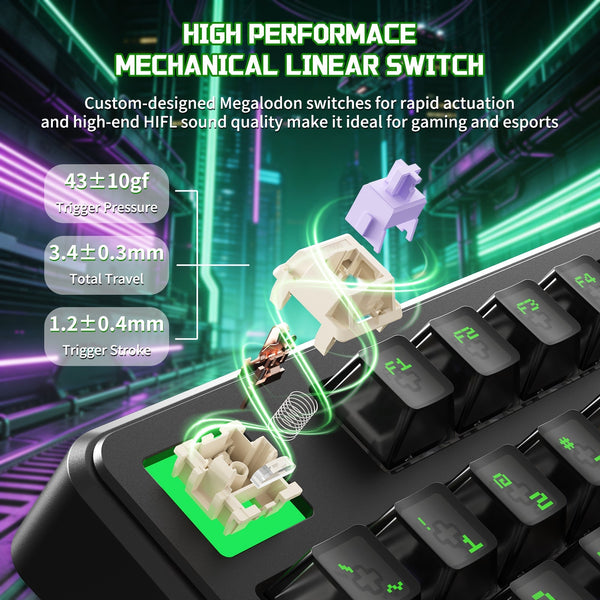 ATTACK SHARK X87 ULTRA Wireless Mechanical Keyboard With 8K Wireless Receiver - Bear Hugs