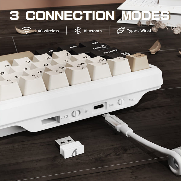 ATTACK SHARK X66 Wireless Mechanical Keyboard with 8K Coiled Cable - Bear Hugs