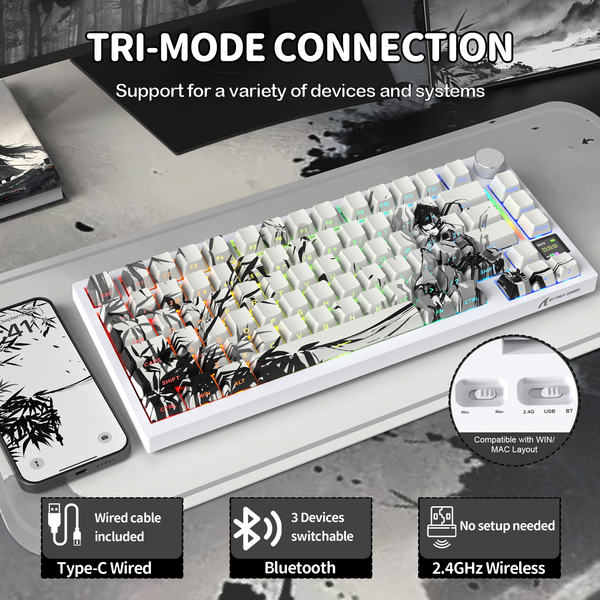 ATTACK SHARK X820Ultra Tri-mode Gasket Mechanical Keyboard - Bear Hugs
