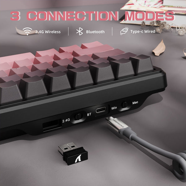 ATTACK SHARK X66 Wireless Mechanical Keyboard with 8K Coiled Cable - Bear Hugs