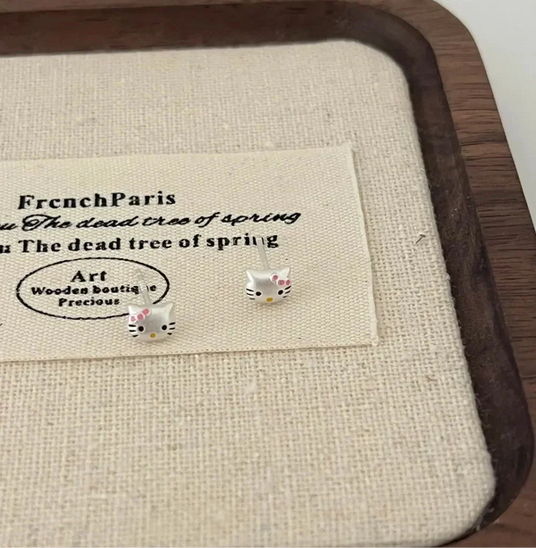 Silver HK Stud Earrings– Matte Finish - Bear Hugs