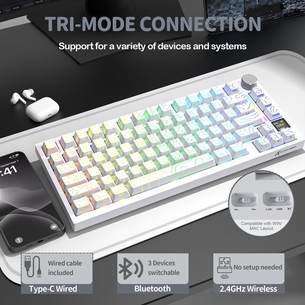 ATTACK SHARK X820Ultra Tri-mode Gasket Mechanical Keyboard - Bear Hugs