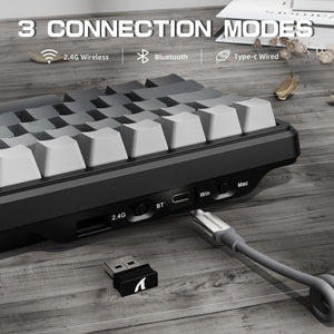 ATTACK SHARK X66 Wireless Mechanical Keyboard with 8K Coiled Cable - Bear Hugs