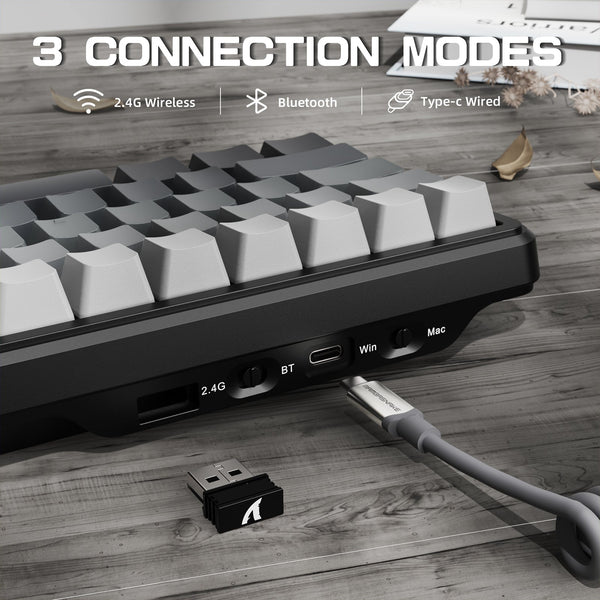 ATTACK SHARK X66 Wireless Mechanical Keyboard with 8K Coiled Cable - Bear Hugs
