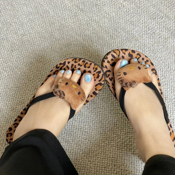 Hello Kitty Leopard Print Flip Flops