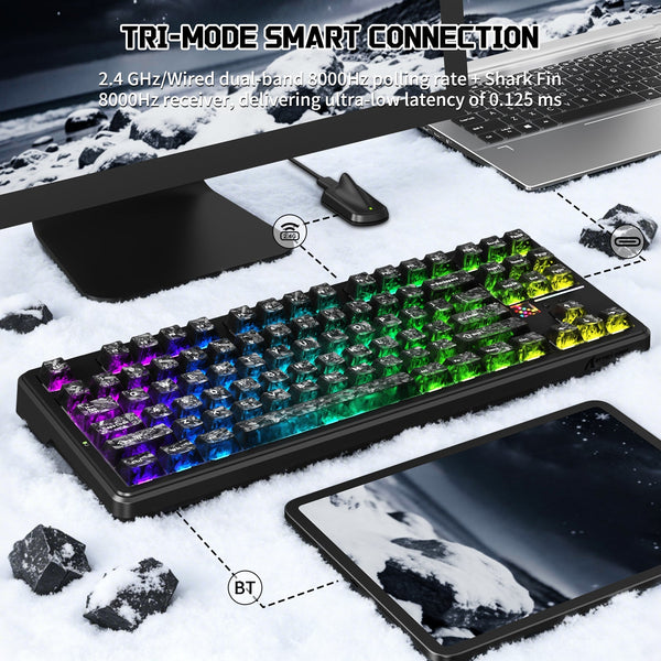 ATTACK SHARK X87 ULTRA Wireless Mechanical Keyboard With 8K Wireless Receiver - Bear Hugs