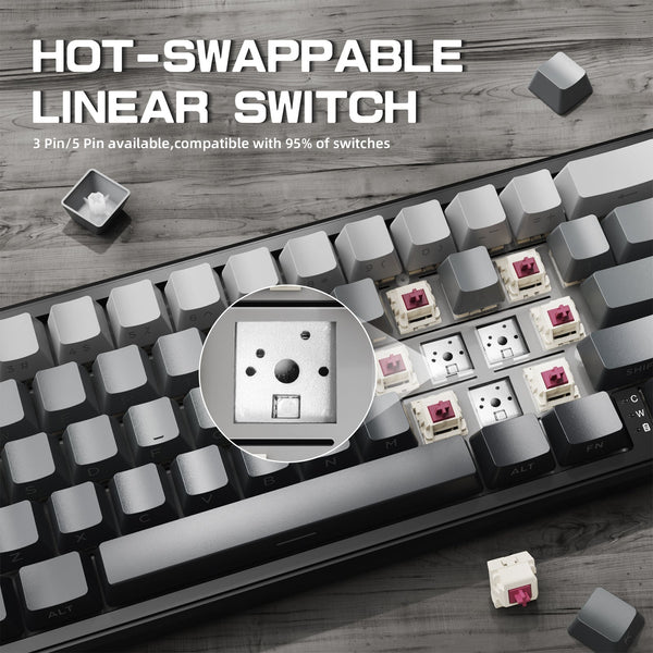 ATTACK SHARK X66 Wireless Mechanical Keyboard with 8K Coiled Cable - Bear Hugs