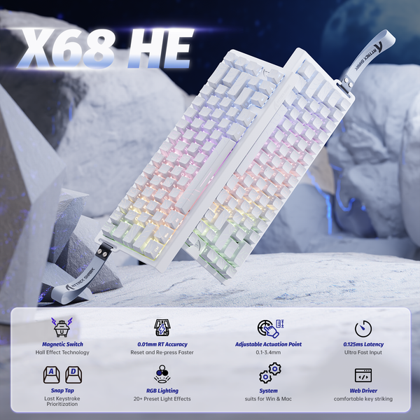 ATTACK SHARK X68 HE Rapid Trigger Keyboard Magnetic Switch - Bear Hugs